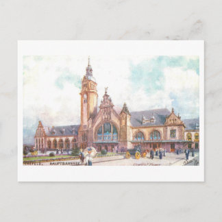 Carte Postale Vintage Train Station in Krefeld, Germany,