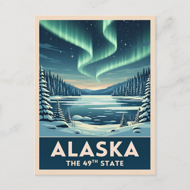 Carte Postale Vintage Travel Alaska Winter Landscape Retro (Devant)