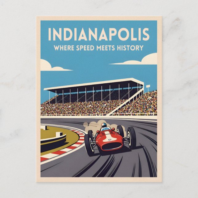 Carte Postale Vintage Travel Indianapolis Indiana Retro Racing (Devant)