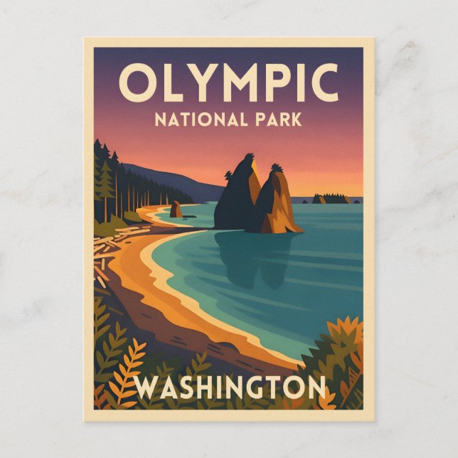 Carte Postale Vintage Travel Olympic National Park Washington (Devant)