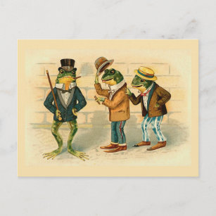 Carte postale Vintage "Trois grenouilles sociables