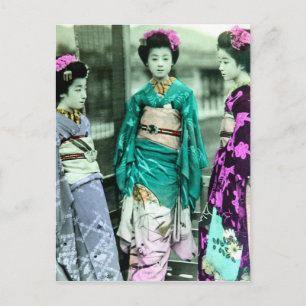 Carte Postale Vintage trois jeunes Geisha dans le Vieux Japon