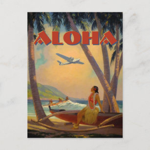 Carte Postale Vintage Tropical Hawaii Aloha