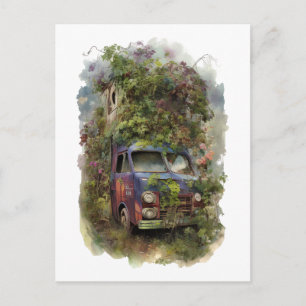Carte Postale Vintage Truck avec Flowers