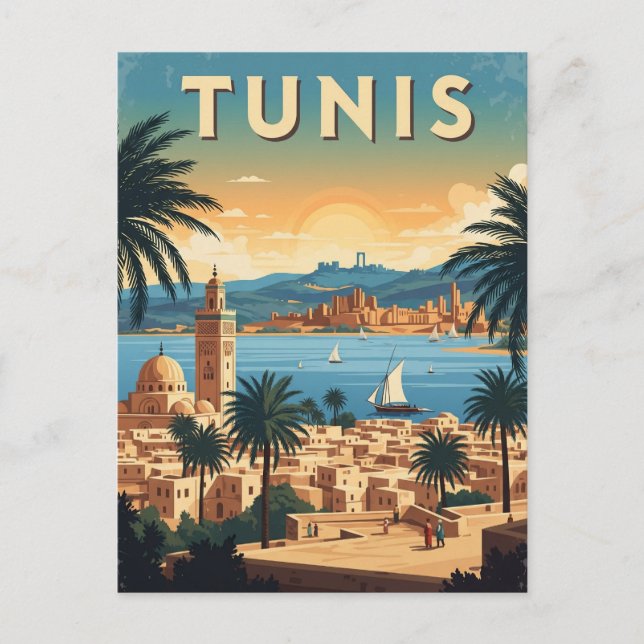Carte Postale Vintage Tunis Tunisie (Devant)