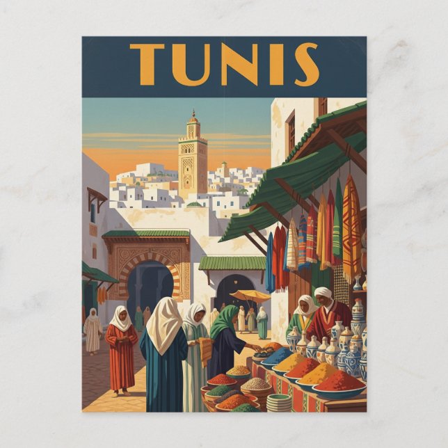 Carte Postale Vintage Tunis Tunisie (Devant)