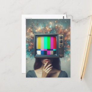 Carte Postale Vintage TV Femme Lance L'Esprit