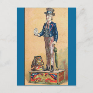 Carte Postale Vintage Uncle Sam Coin Bank