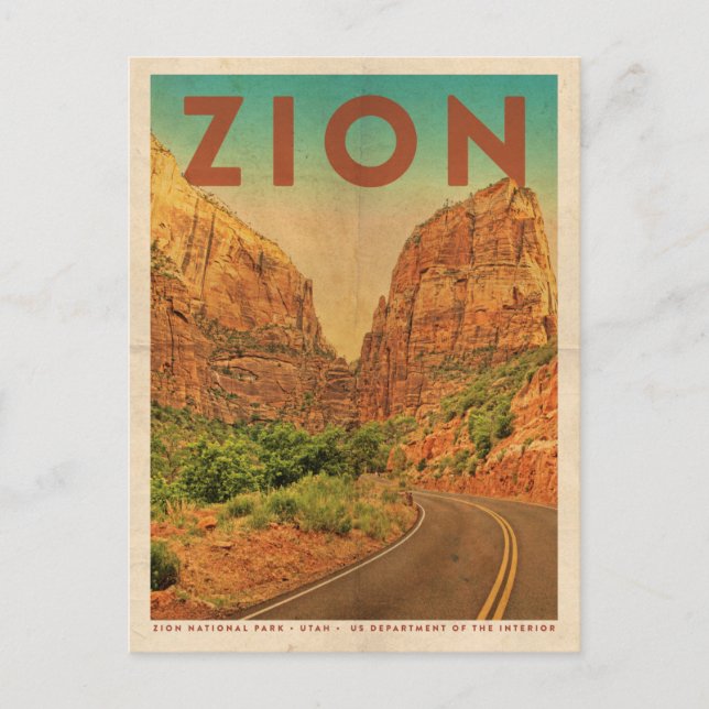 Carte Postale Vintage Utah Zion National Park Travel (Devant)