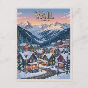 Carte Postale vintage Vail colorado extérieur hiver neige ski