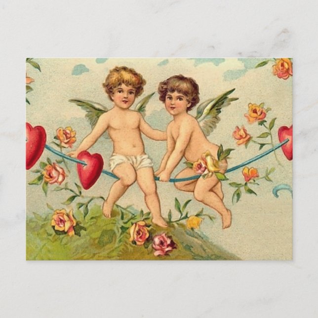 Carte postale vintage Valentine Angels (Devant)