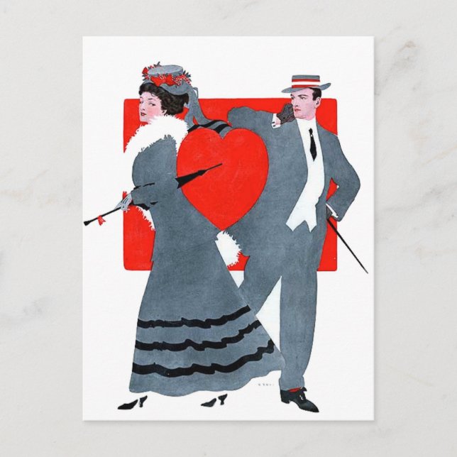 Carte Postale Vintage Valentine Couple (Devant)