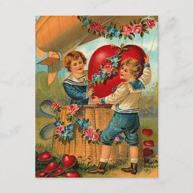 Carte postale vintage Valentine livrant l'amour (Devant)