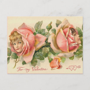 Carte postale vintage Valentine Rose Rose Féeries