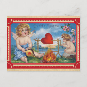 Carte Postale Vintage Valentines Jour Message Cupidé