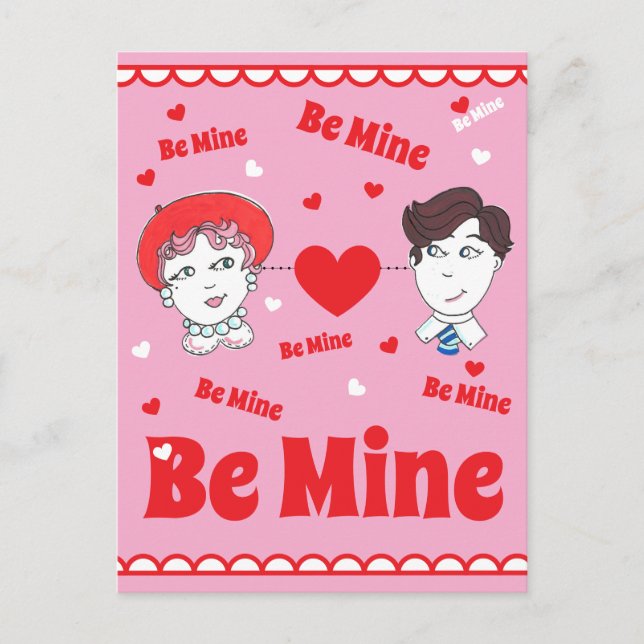 Carte Postale Vintage Valentines Postcard,  Be Mine! (Devant)
