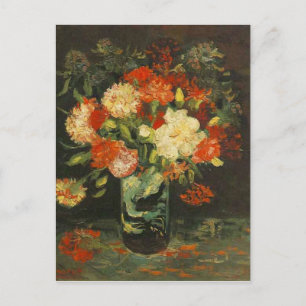 Carte Postale Vintage Van Gogh Fleurs Vase rouge avec oeillets