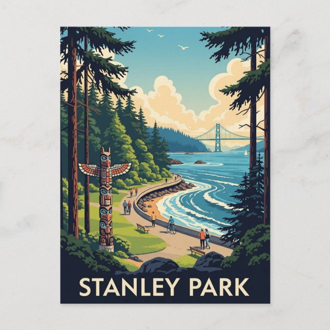 Carte Postale Vintage Vancouver Stanley Park Canada Travel (Devant)