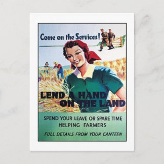Carte Postale Vintage Venez sur le service Prêtez main sur le pl