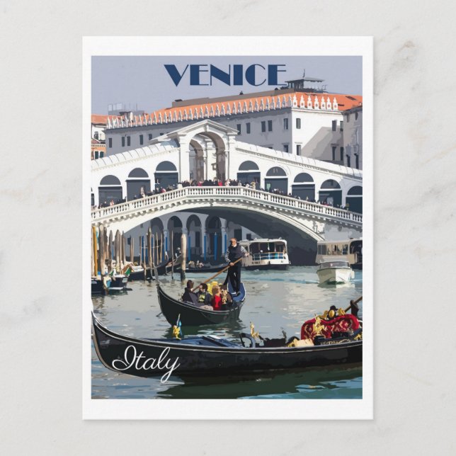 Carte Postale Vintage Venice Italie italienne Gondola Voyage (Devant)