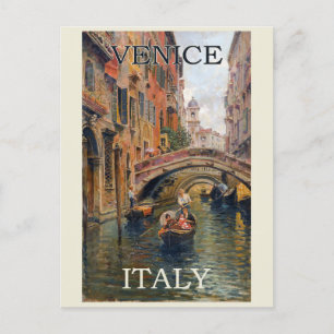 Carte Postale Vintage Venice Italie italienne Gondola Voyage