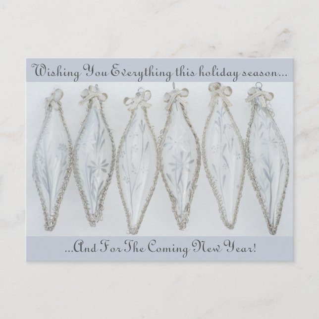 Carte Postale Vintage verre d'argent Noël balle rétro (Devant)