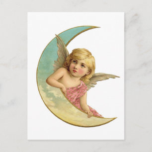 Carte Postale Vintage Victorian Angel Moon Girl