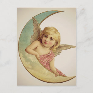 Carte Postale Vintage Victorian Angel Moon Girl