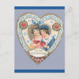 Carte Postale Vintage Victorian Boy and Girl Valentine