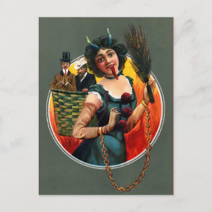 Carte postale vintage Victorian Femme Krampus