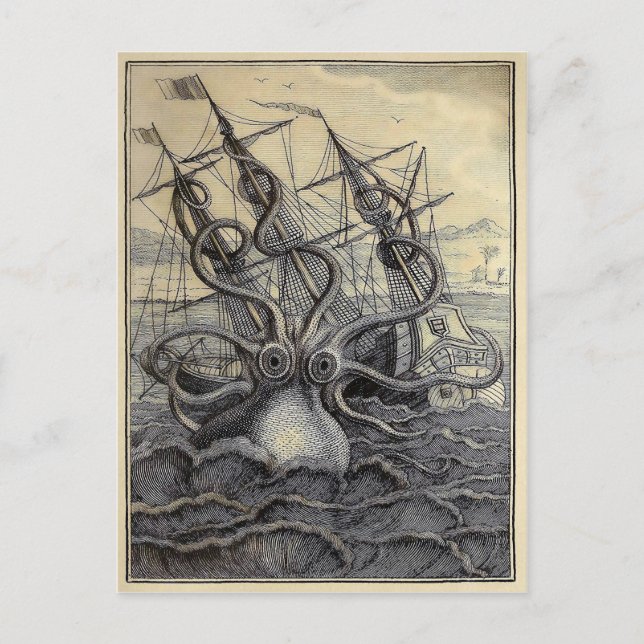 Carte postale vintage Victorian Kraken (Devant)