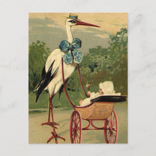 Carte Postale Vintage Victorian Stork And Baby Carrie Zazzle Fr