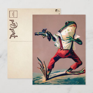 Carte postale vintage victorienne de grenouille av