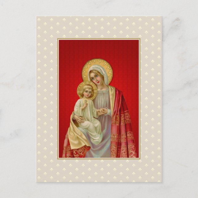 Carte Postale Vintage Vierge Marie avec Jésus (Devant)