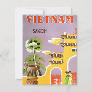 Carte postale vintage Vietnam Saigon Travel