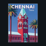 Carte Postale Vintage ville de voyage Chennai Inde rétro vacance<br><div class="desc">vintage,  rétro,  voyage,  moderne,  aquarelle,  classique,  ville,  Chennai,  Inde, </div>