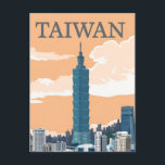 Carte Postale Vintage ville de voyage New Taipei City Taiwan rét<br><div class="desc">vintage,  rétro,  voyage,  moderne,  aquarelle,  classique,  New Taipei City,  Taiwan,  asie, </div>