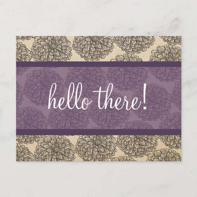 Carte postale Vintage violet Zinnia (Devant)