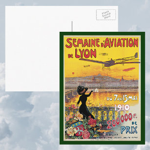 Carte Postale Vintage voyage, Airplanes Air Show, Lyon, France
