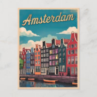 Vintage voyage Amsterdam Pays-Bas Retro Pittoresqu
