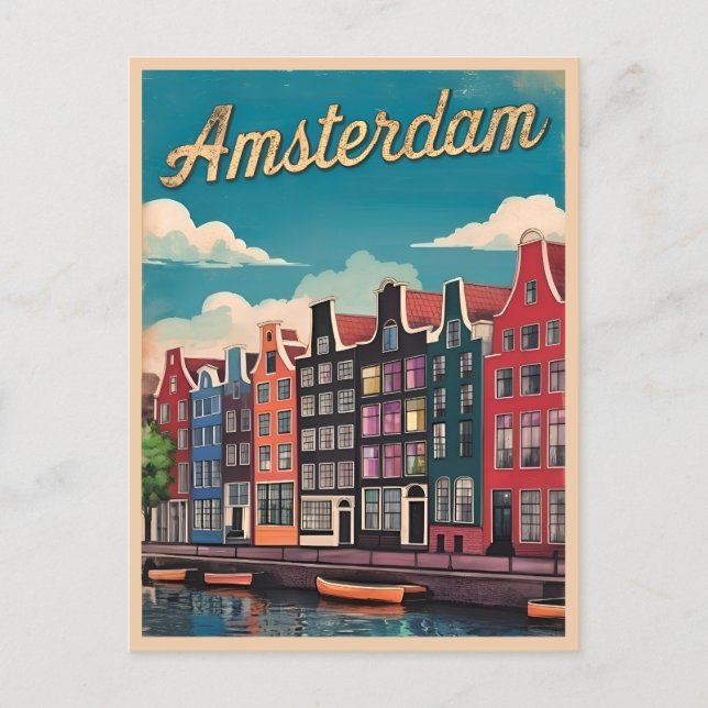 Carte Postale Vintage voyage Amsterdam Pays-Bas Retro Pittoresqu (Devant)