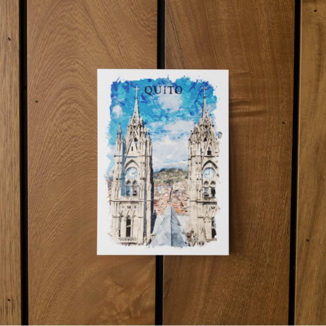 Carte Postale Vintage voyage aquarelle Quito Ecuador (quito ecuador watercolor travel postcard)