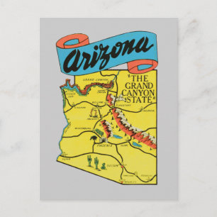 Carte Postale Vintage voyage Arizona AZ Étiquette d'État