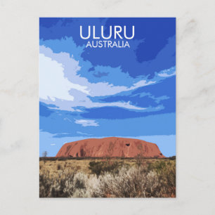Carte postale Vintage voyage Art Uluru Australie