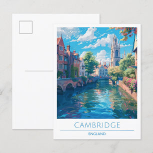 Carte Postale Vintage voyage artistique de Cambridge Angleterre
