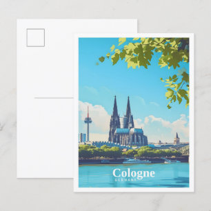Carte Postale Vintage voyage artistique de Cologne Allemagne