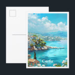 Carte Postale Vintage voyage artistique de Corfou Grèce<br><div class="desc">Corfou Grèce Art Vintage voyage peinture carte postale</div>