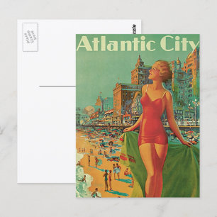 Carte Postale Vintage voyage, Atlantic City Resort Beach Blonde