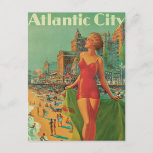 Carte Postale Vintage voyage, Atlantic City Resort Beach Blonde