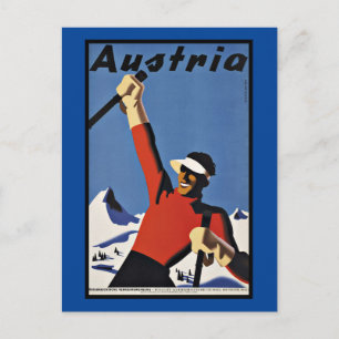 Carte Postale Vintage voyage Autriche Ski